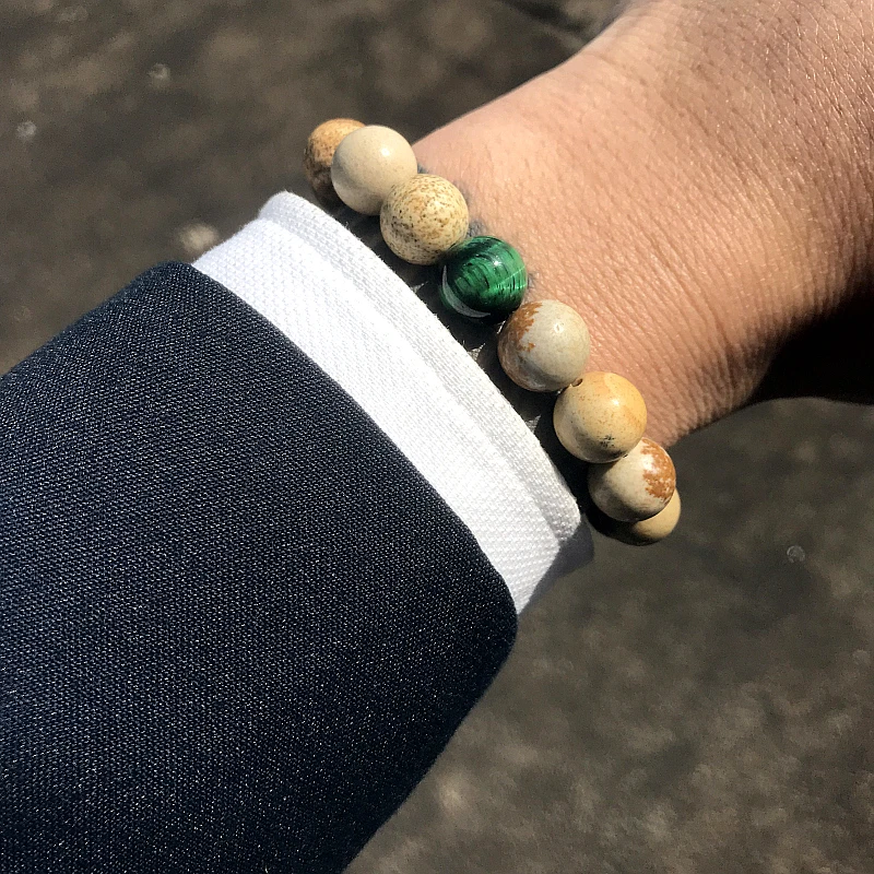 Браслет с натуральными камнями в виде чакр мужской браслет восьми планетами