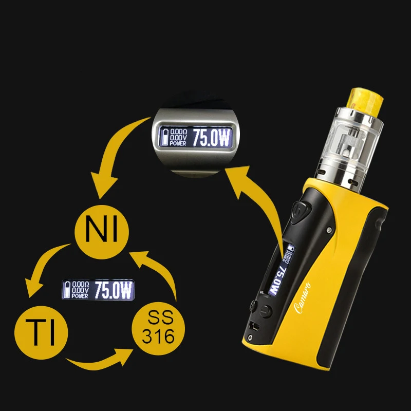 Бокс мод для электронных сигарет 75 Вт Storm75 Oled Vape 0.3Ohm 2 мл Vesta атомайзер Tc испаритель