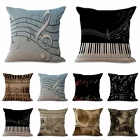 music note cotton linen pillow case waist throw cushion case home soft room gifts single sides printing