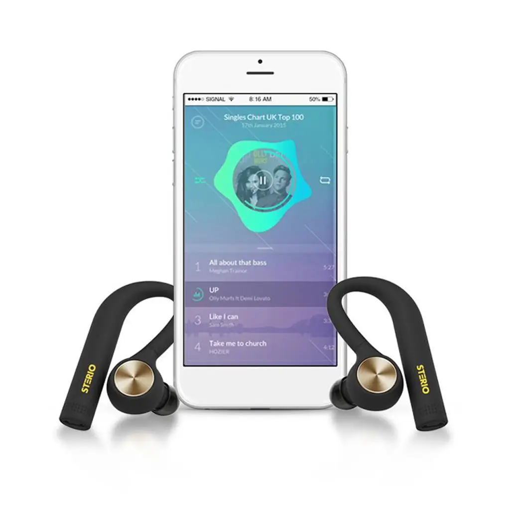 Ушной крючок Bluetooth беспроводные музыкальные наушники водонепроницаемые 1 5 часа