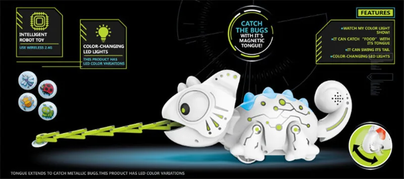 Дистанционное управление Хамелеон робот домашних животных Smart Цвет Сменные 2 4