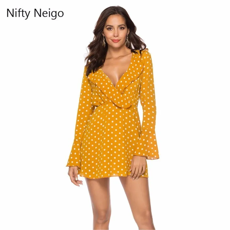 Nifty Neigo богемное женское летнее платье с оборками глубоким v образным вырезом