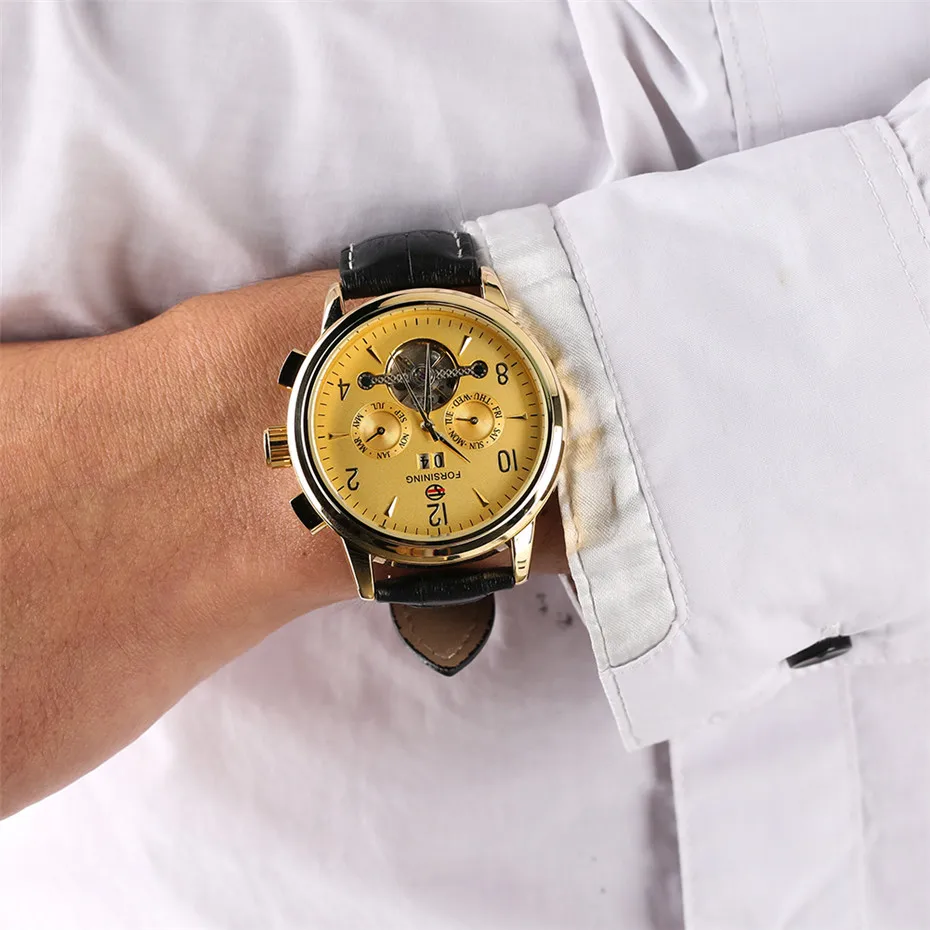 

Watch Men Tourbillon Automatic Mechanical Watch reloj Gifts for Business Men Genuine Leather Wristwatch Top Brand Luxury