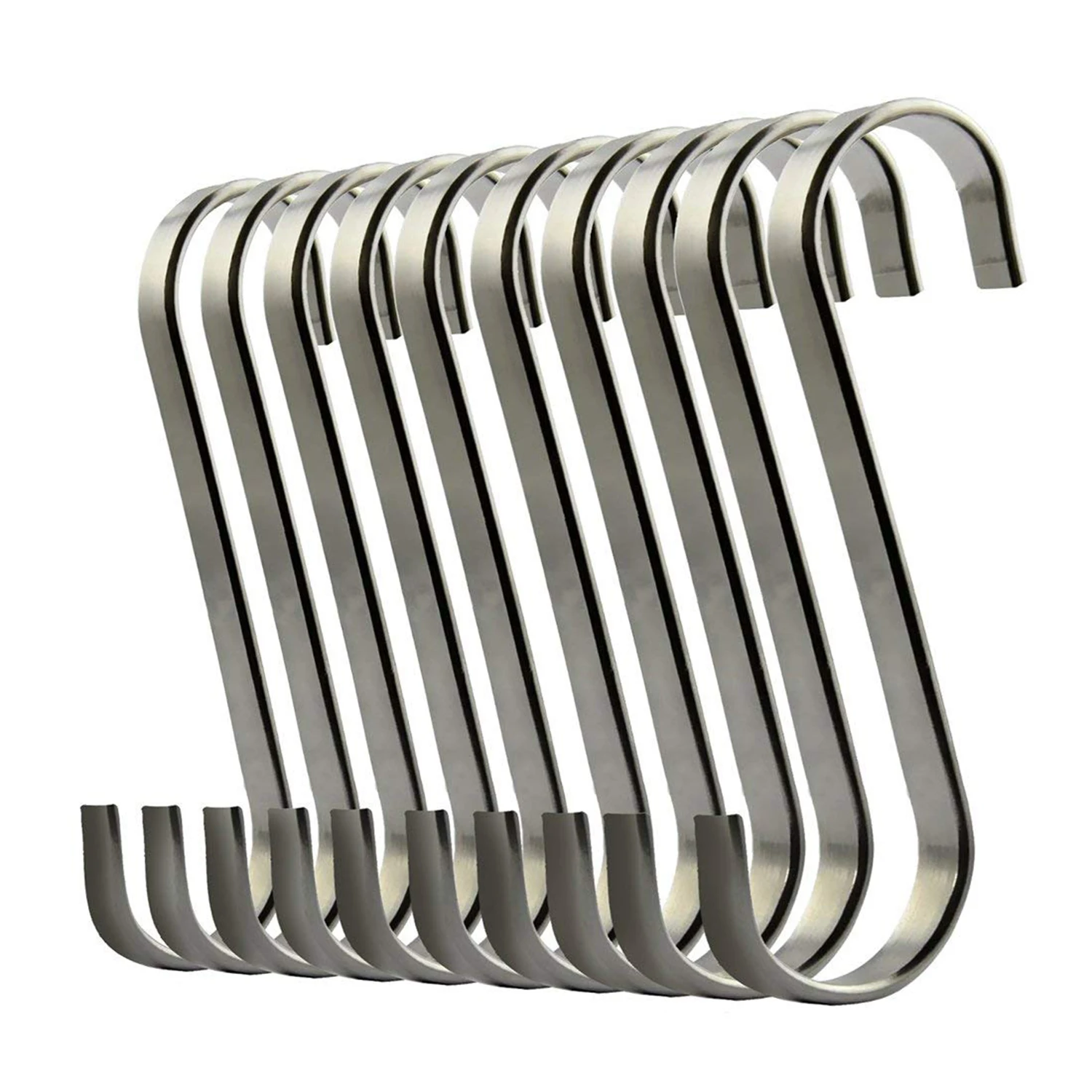 

Set of 10 S Stainless Steel Suspension Hooks for Kitchen Cookware or Butcher Meat