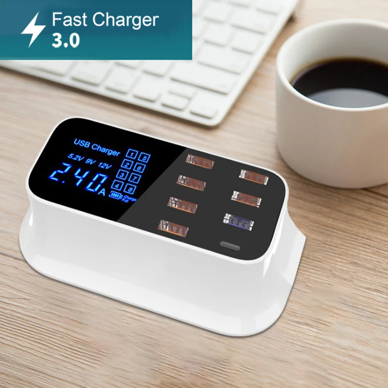 Powstro Quick 3 0 Type C USB зарядное устройство концентратор светодиодный дисплей