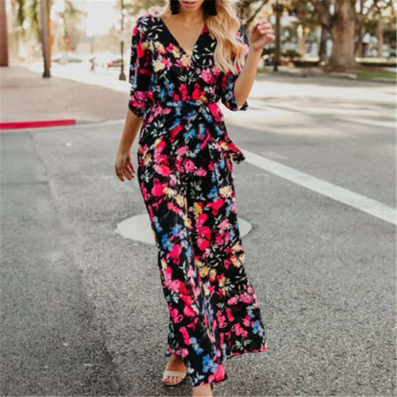 Новое модное женское шифоновое платье с цветочным принтом винтажное коротким