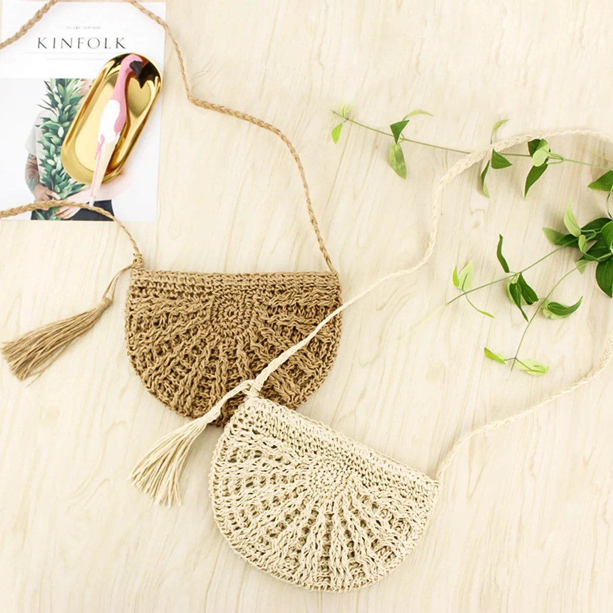 Ручная соломенная сумка для девочек круглая плетеная Сумка из ротанга маленькая