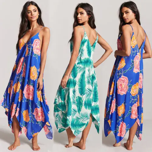2018 Новый стиль женское летнее шифоновое вечернее пляжное платье платья длинное