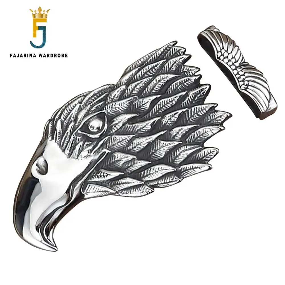 

FAJARINA Unique Design Plate with Silvery Retro Slide Style Belt Buckles for 3.6-4.0cm Width Eagle Smooth Belts Buckle BCK046