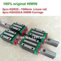 hgr25 hiwin linear rail 2pcs 100 original hiwin rail hgr25 1500mm linear rail 4pcs hgh25ca carriage cnc parts