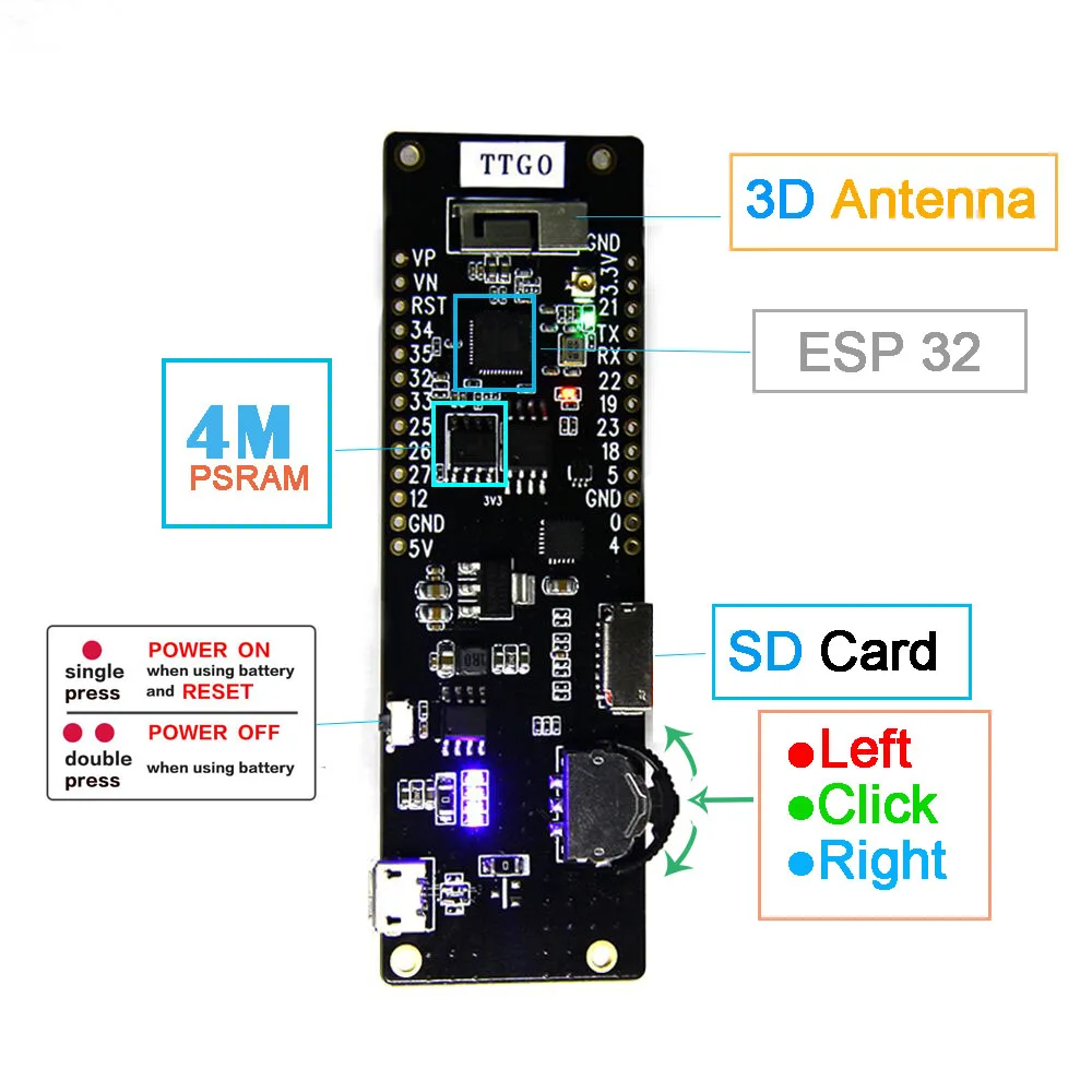 Ttgo T-Cell Wifi и Bluetooth модуль 18650 Держатель батареи сиденье 2A предохранитель Esp32 4 Mb Spi