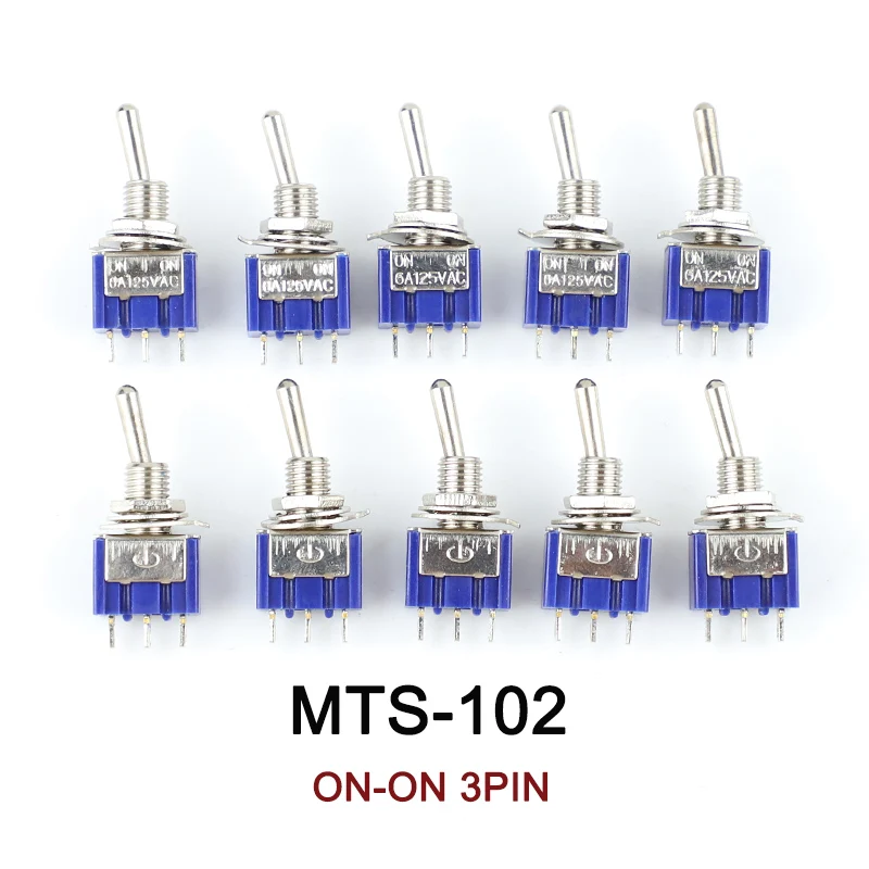 10 шт./лот голубой мини-фонарь 3-Pin SPDT ON 6A 125VAC переключатели | Строительство и ремонт