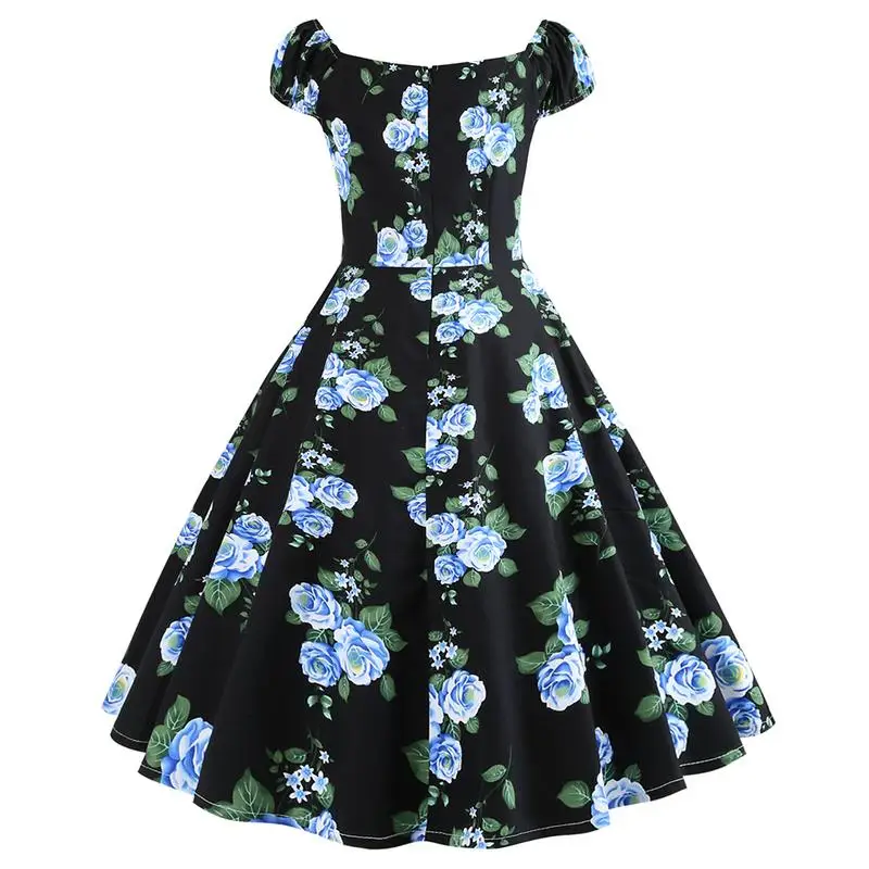 ISHINE винтажное платье с цветочным принтом облегающее квадратным вырезом женское