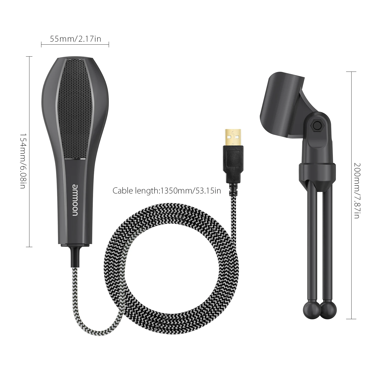 Проводной USB конденсаторный микрофон ammoon с настольным штативом и подставкой для