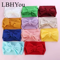 big bow headband for girls 2019 solid large hair bows elastic turban head wraps kids top knot hairband hair accessories 12pcs