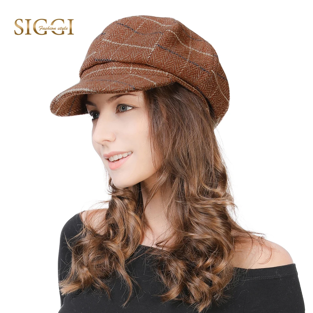 

FANCET Wool Womens Newsboy Caps Adjustable Soft Brim Berets Exquisite Thread Casual Vintage Gorros Femme Newsboy Hats Caps 99952