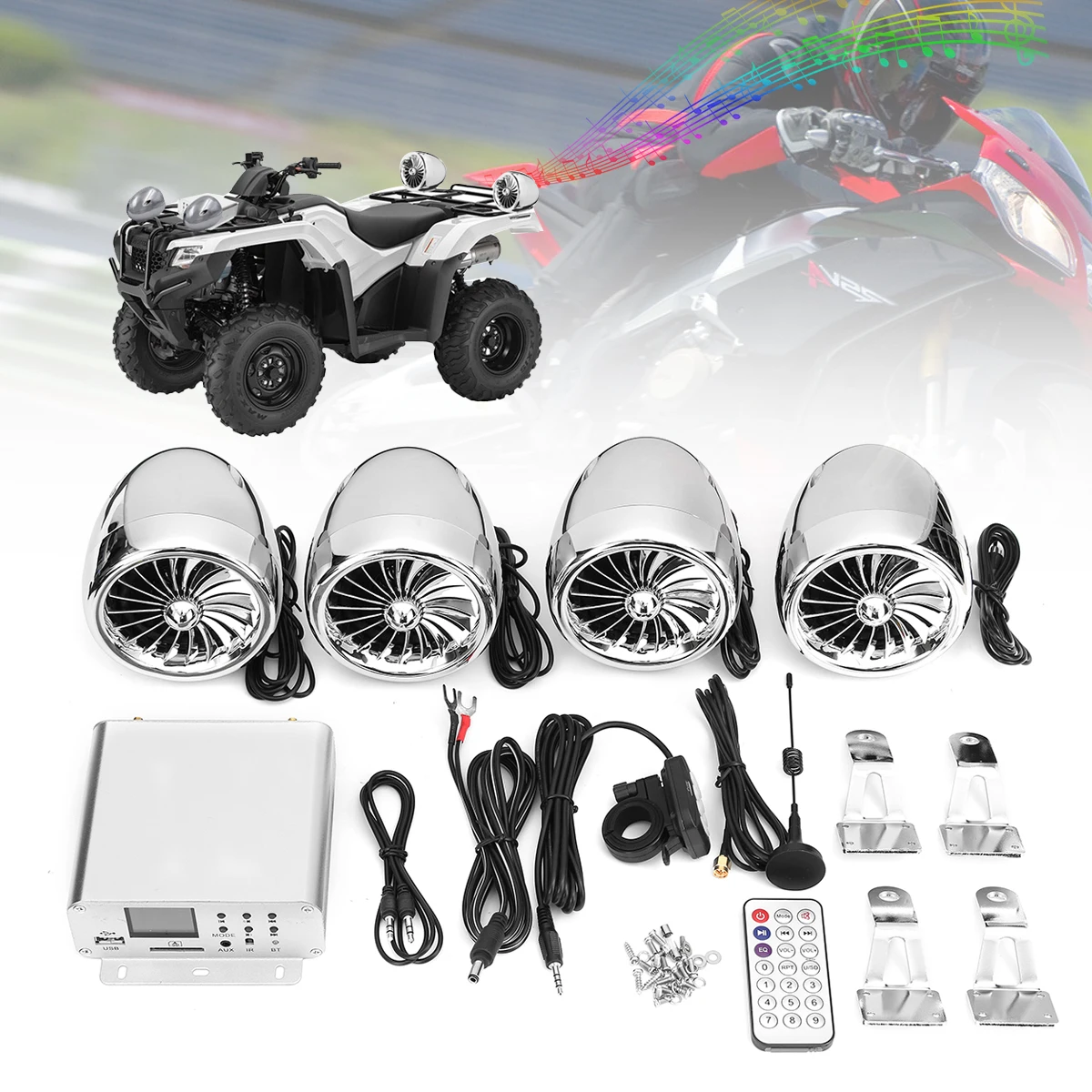 Mofaner Мотоцикл ATV Audio1000W 12 В ЖК bluetooth 4 колонки+ усилитель руль системы мотоцикл/ATV