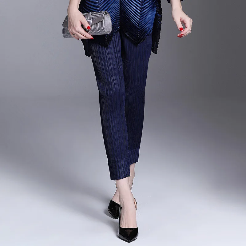 Женские плиссированные брюки LANMREM повседневные брюки-карандаш с эластичным