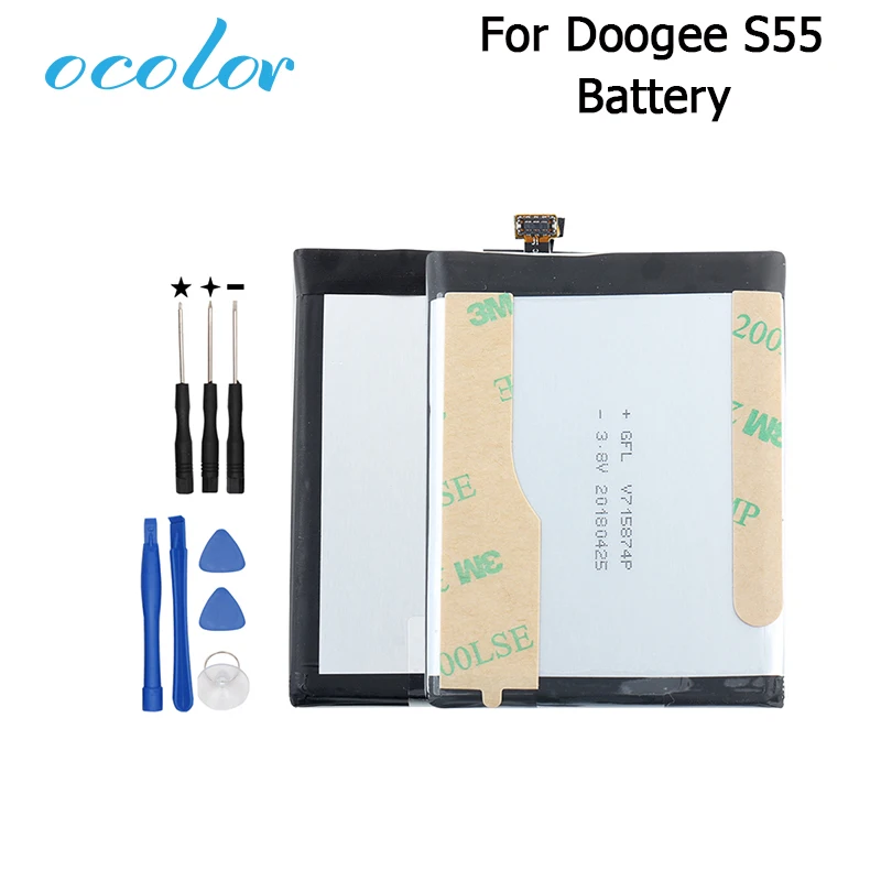 Аккумулятор ocolor Для Doogee S55 5500 мАч большая емкость длительное время работы в