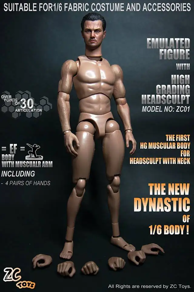 

Collection 12in Male Muscular Body Figure No Neck For 1/6th Scale Man Head Sculpt Collectible Toys In Stock