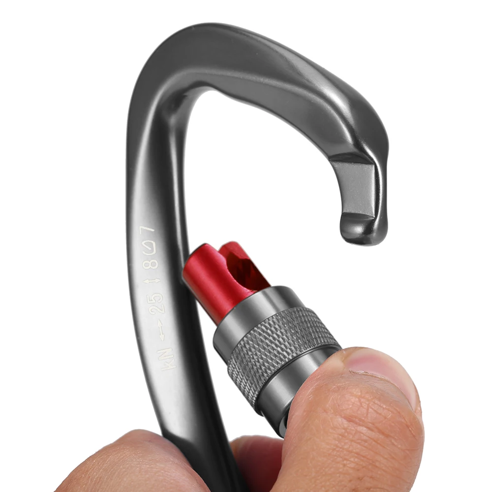 

25KN D-shape Screw Locking Gate Carabiner Duty Buckle Pack D-ring Carabiner Climbing Rappelling Canyoning Hammock Locking Clip