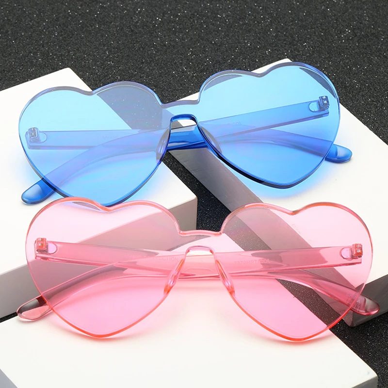 Heart-Shaped Sunglasses Candy Colors Siamese UV400 Integrated High Clear Lens Pure Color Eyewear Lunettes De Soleil | Аксессуары для