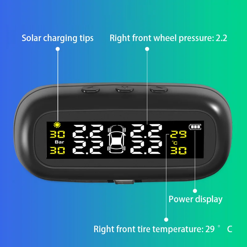 Цифровая Солнечная TPMS беспроводная система контроля давления в шинах дисплей