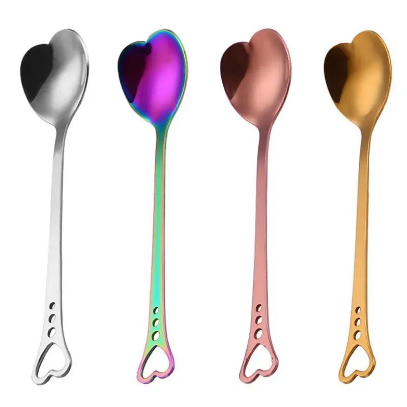 Винтажная ложка из нержавеющей стали для обеда Нетоксичная полая посуда кофе в