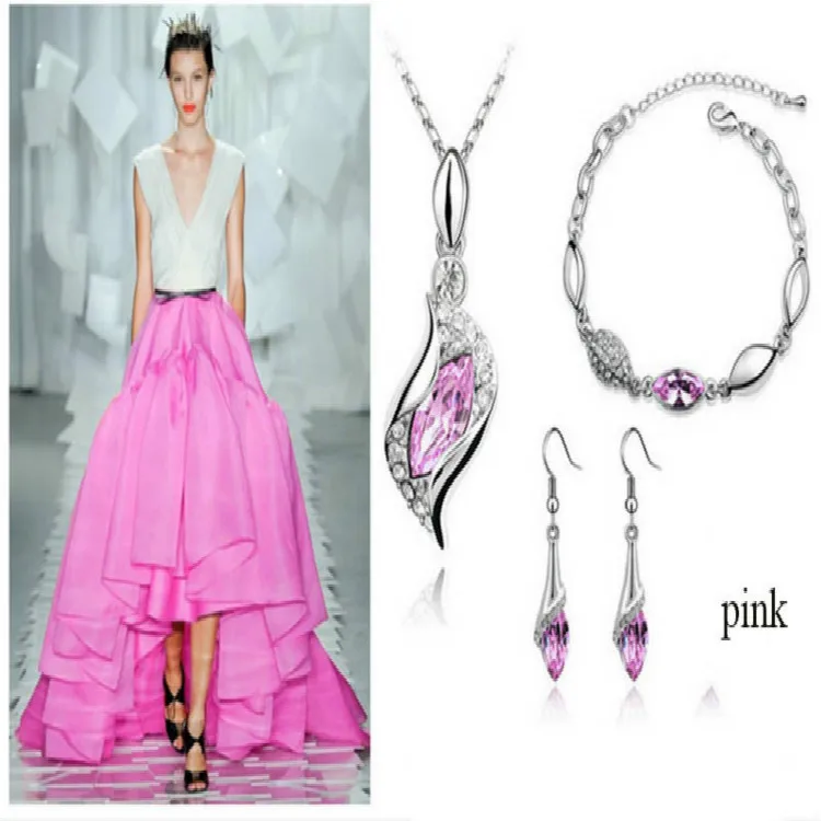 Fashion Crystal Jewelry Sets Water Drop Earrings Pendants Necklaces Dangle Earring Plated for Women | Украшения и аксессуары