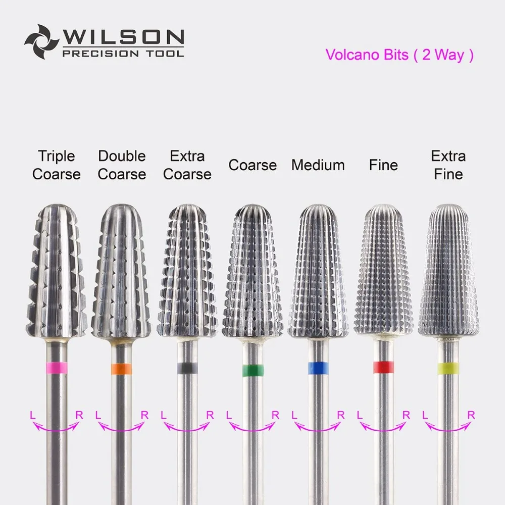 Volcano Bit(Fastest Remove Acrylics&Gels)-None/Gold-Two directional(for All Hand use)-WILSON Carbide Nail Drill Bit