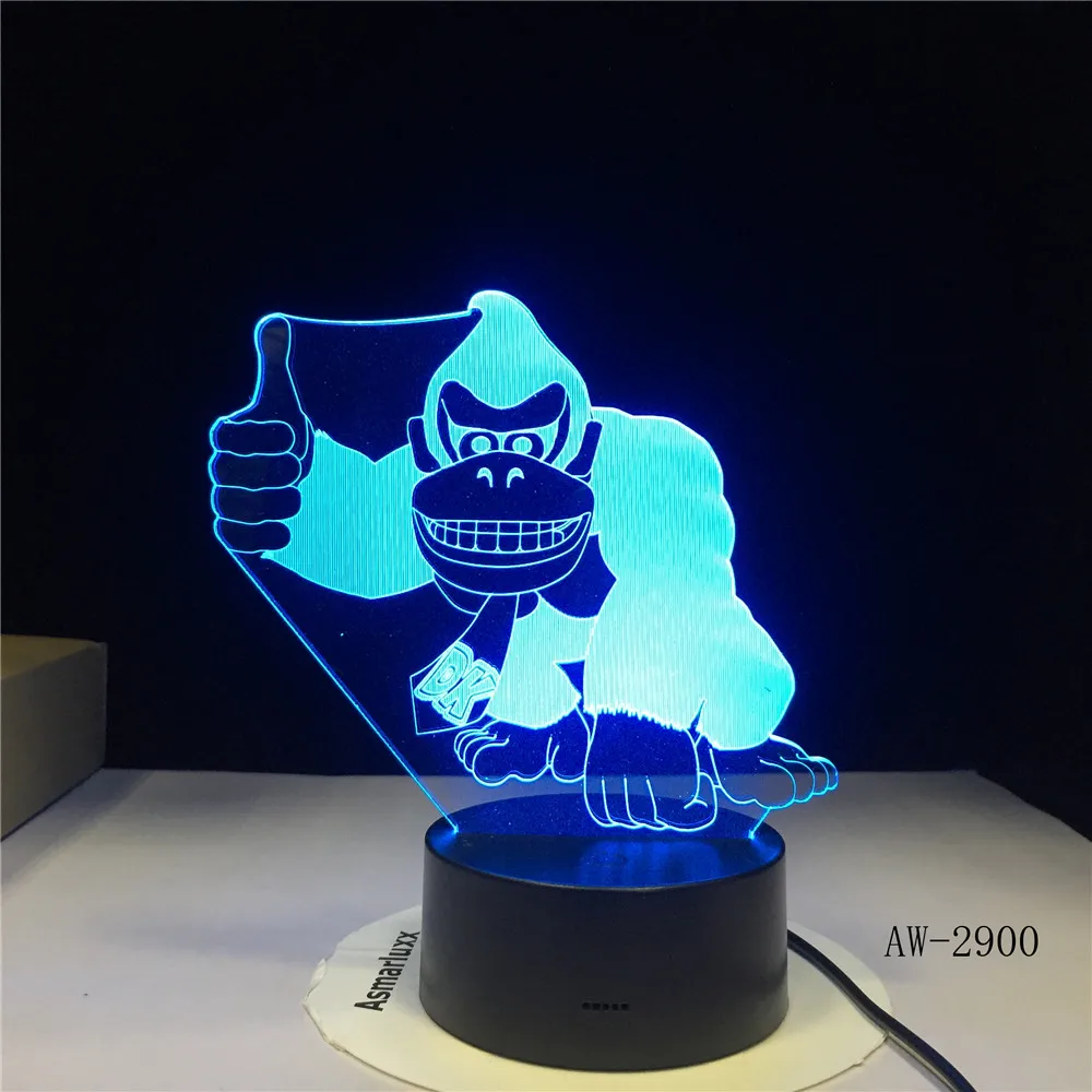 

LED Cute Animal Monkey Night Light 3D Visual Creative Acrylic 7 Color Gradient USB Desk Lamp Kids Holiday Gifts Dropship AW-2900