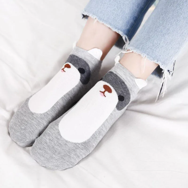 LETSBUY cute women colored socks 5 pairs cartoon cotton socks slippers sexy chirstmas gift socks womancalcetines de las mujeres