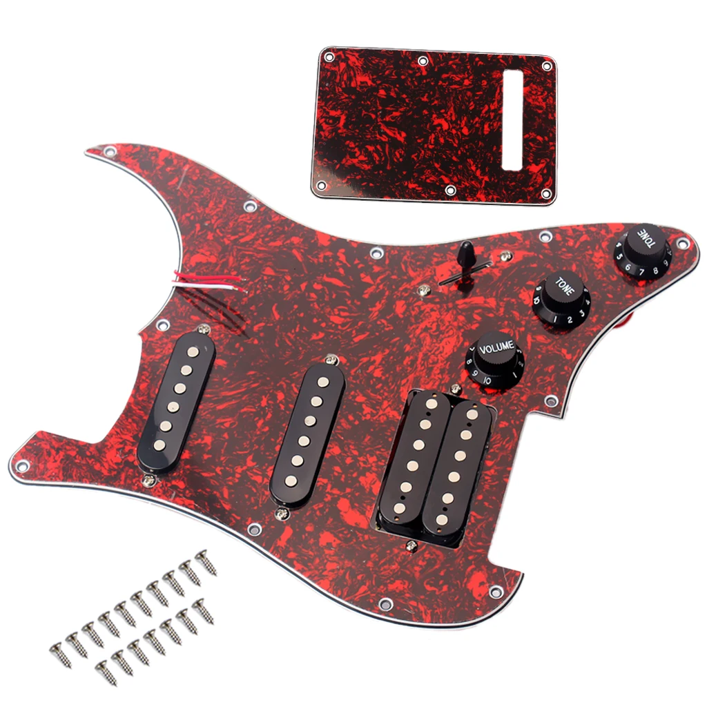 Красный 3-слойный Prewired SSH Pickguard Защита от царапин пластины загружается с пикапами