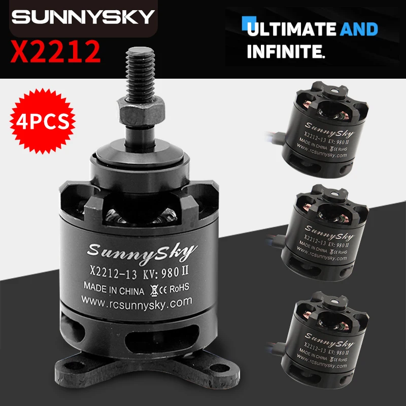 Оригинальный бесщеточный двигатель SUNNYSKY X2212 KV980/KV1250/KV1400/KV2100/KV2450 (короткий вал)