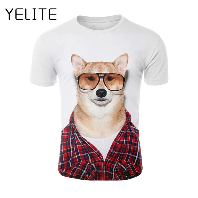 YELITE 2019 Новый Для мужчин футболка Шиба ину футболки милая собака животных