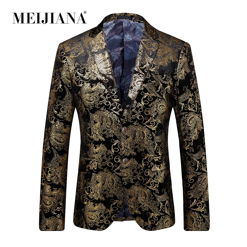 Men Suit Sale Hot Wedding Party Gold Luxury Blazer Dress MEIJIANA Fashion Jacket 2018 Single breasted | Мужская одежда
