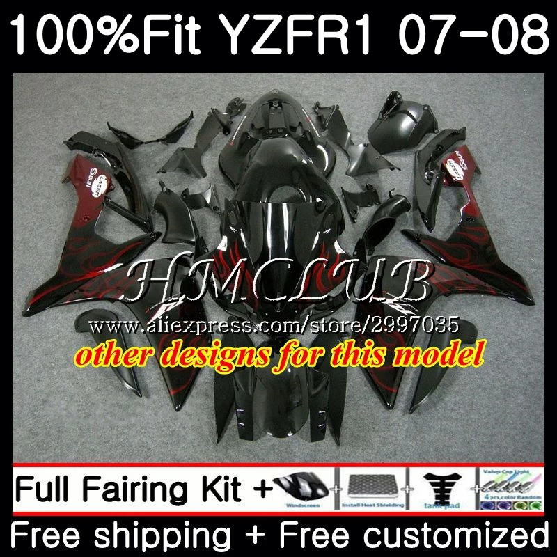 Инъекций средства ухода за кожей для YAMAHA YZF R 1 1000 R1 2007 2008 11HC15 YZF1000 черно-белые YZF-1000