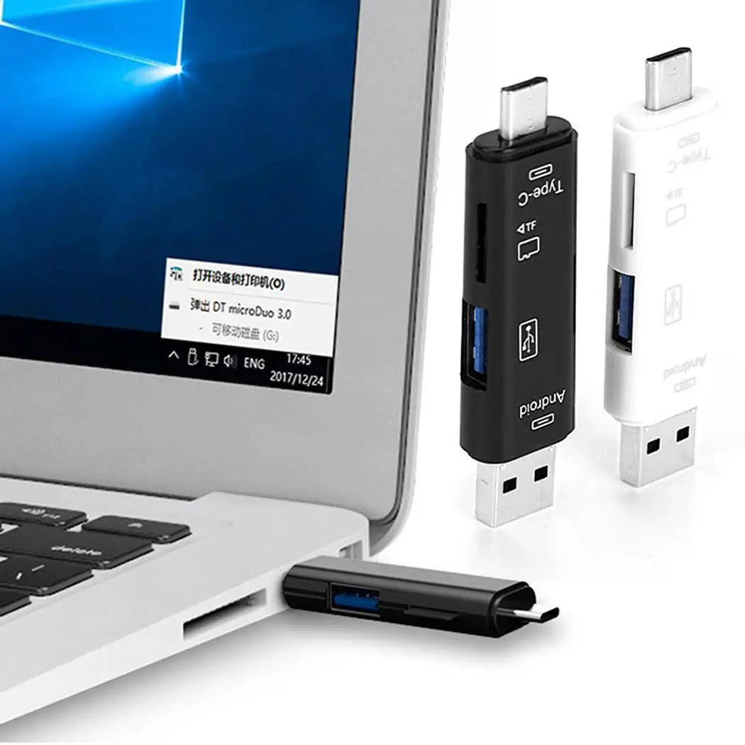 3 в 1 кардридер поддержка USB 2 0 TF Micro usb type C белый черный Android мобильный телефон