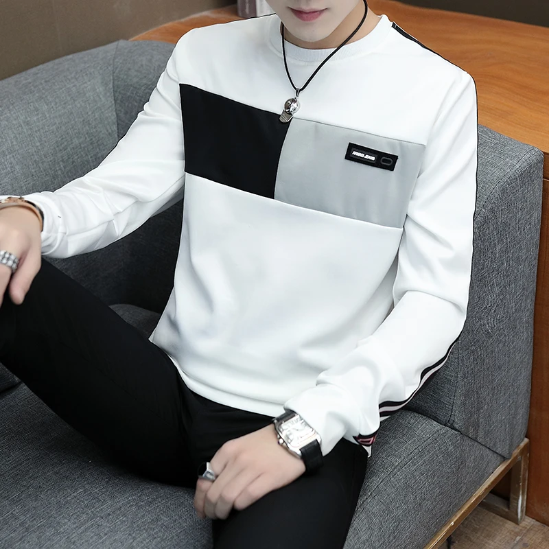 

Men's long-sleeved autumn clothing men's round collar trend Korean edition