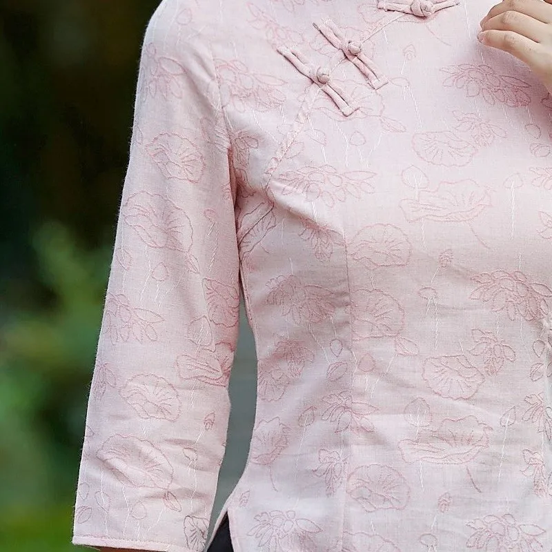 SHENG OCO Женские китайские топы Lien Qipao рубашка летняя хлопковая куртка Чонсам с