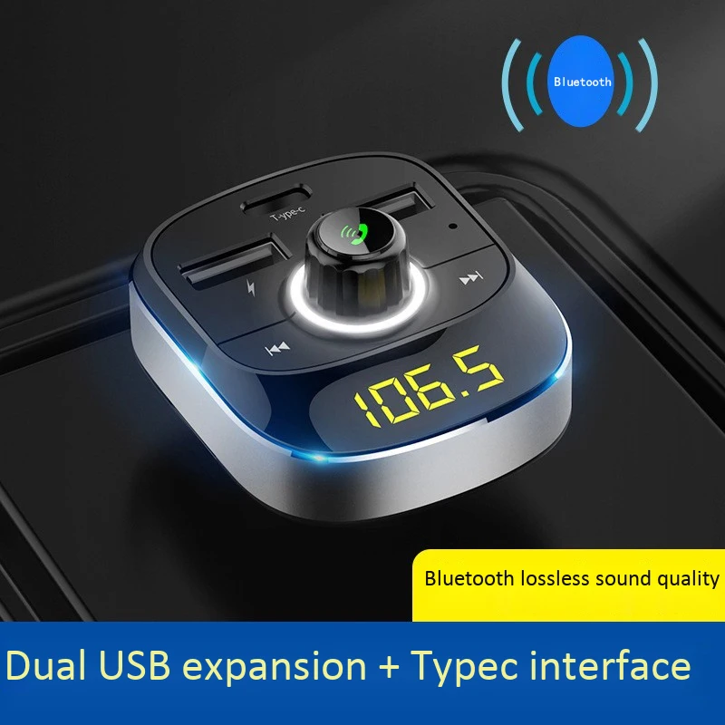 Bluetooth Handsfree Kit Type-C Usb Автомобильное зарядное устройство fm-передатчик радио Tf карта