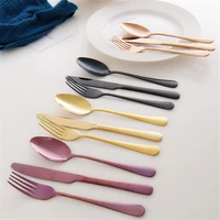 vintage 304 stainless steel black rose gold blue cutlery tableware set dinnerware sets dinner knife fork teaspoon 4pcs