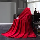 Красное фланелевое одеяло, мягкое покрывало на диван, кровать, плед для путешествий, однотонное одеяло 42, домашний текстиль для взрослых