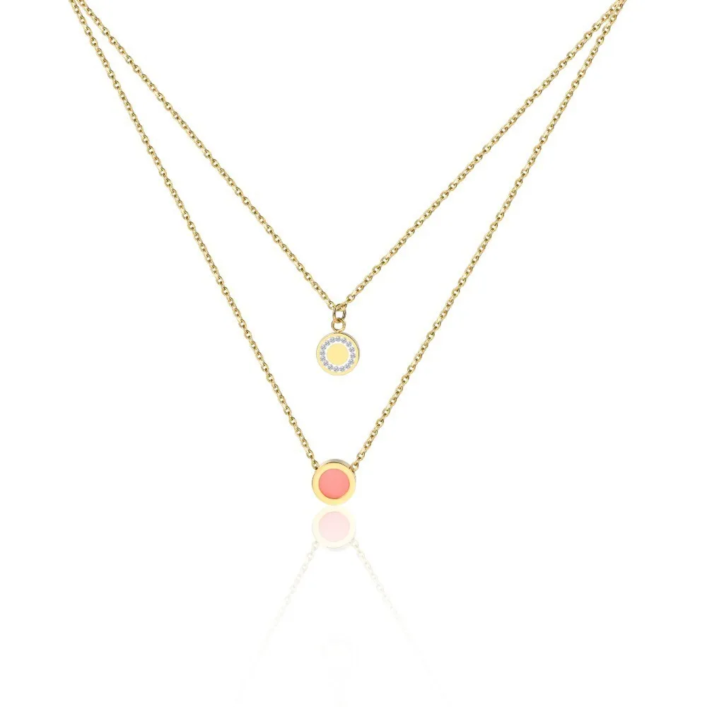 Delicate Gold Layered Multilayer Necklace Pink Bijoux Double Stacked Necklaces Minimalist Women Silver Choke Neck Lace Binary | Украшения и