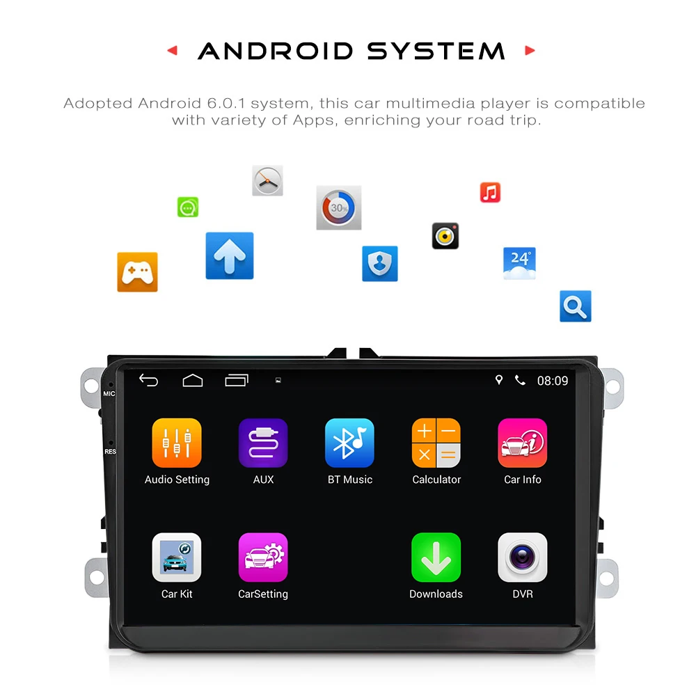 2Din автомобилей радио плеер Android 6 0 для VW Quad core 9 дюймовый gps Wi Fi автомобильный