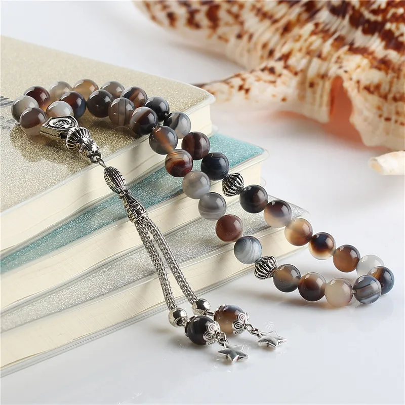 LOSHEREN оптовая продажа с фабрики натуральные Агаты мусульманские четки Tasbih
