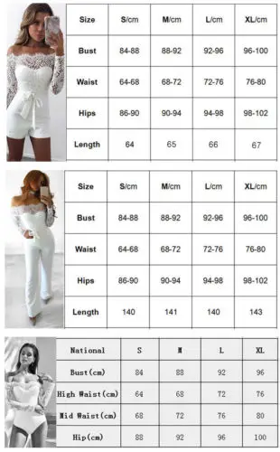 Women ladies summer autumn off shoulder sexy playsuits fashion long sleeve sheer lace patchwork hollow bandage skinny | Женская одежда