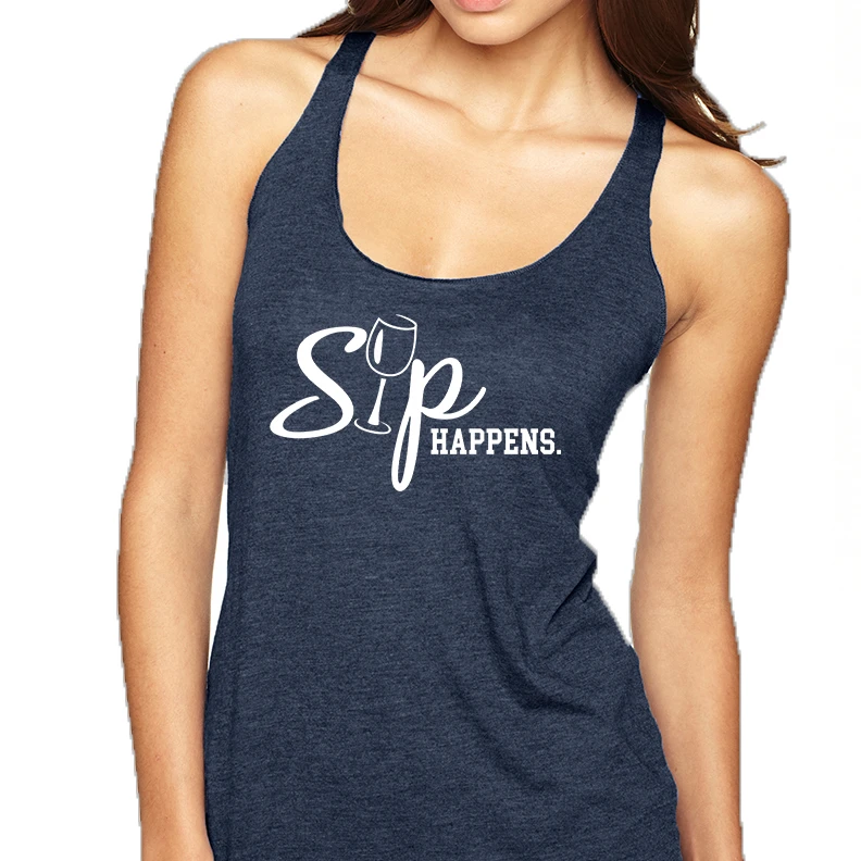 Women's Tank Top Sip Happens Wine Lovers Shirt Drink |