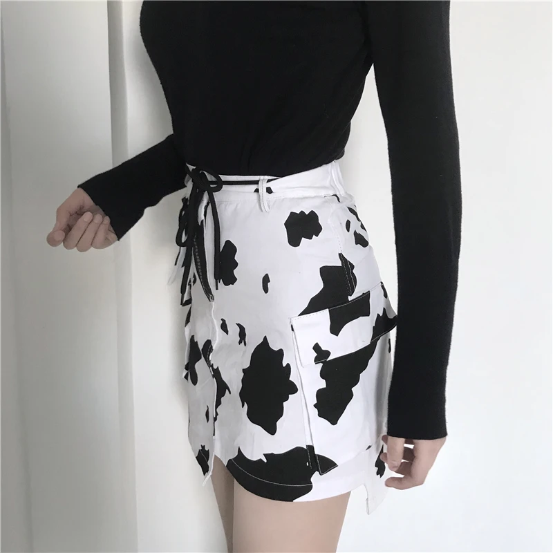 Lychee/Для девочек Harajuku с кармашком из коровьей кожи необычная высокой эластичной