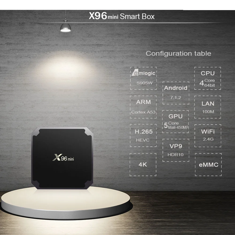 X96 Мини Android 7 1 ТВ Box Amlogic S905W 4-Core 2 4 ГГц Wi-Fi GB 16 K H.265 100 M LAN 3D HD Smart Digital Multi-Media Player |